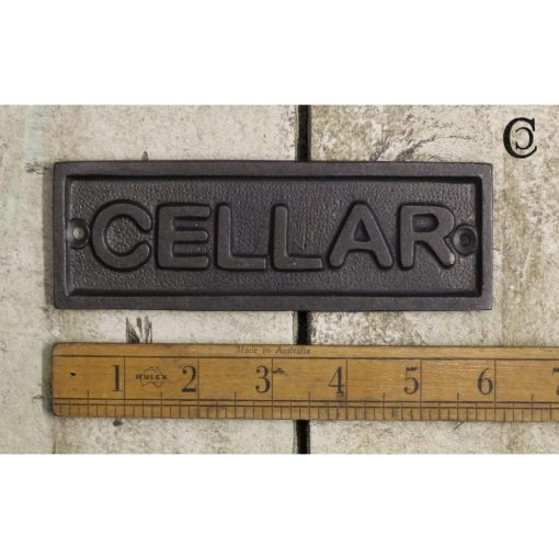 PLAQUE CELLAR CAST ANTIQUE IRON 45 X 152MM