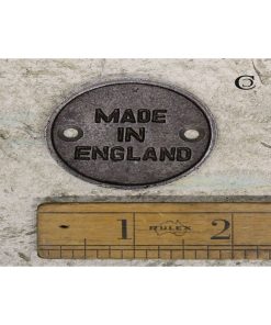PLAQUE CIRCULAR MADE IN ENGLAND CAST ANTIQUE IRON 45MM