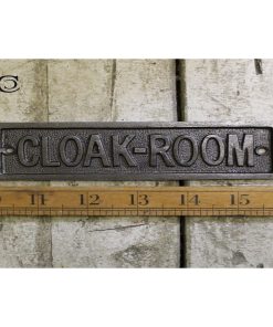 PLAQUE CLOAKROOM CAST ANTIQUE IRON 45 X 152MM