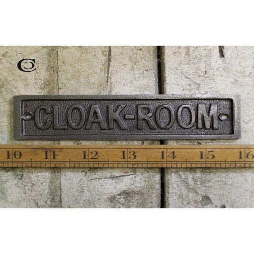 PLAQUE CLOAKROOM CAST ANTIQUE IRON 45 X 152MM