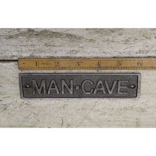 PLAQUE MAN CAVE ANTIQUE CAST IRON 45 X 150MM