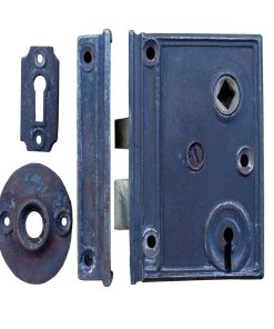 RIM LEVER / LOCK SET CAST IRON VERTICAL S/COLOUR (5013-V)