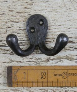 ROBE HOOK DOUBLE RIVEN CAST ANT IRON 50 X 75MM