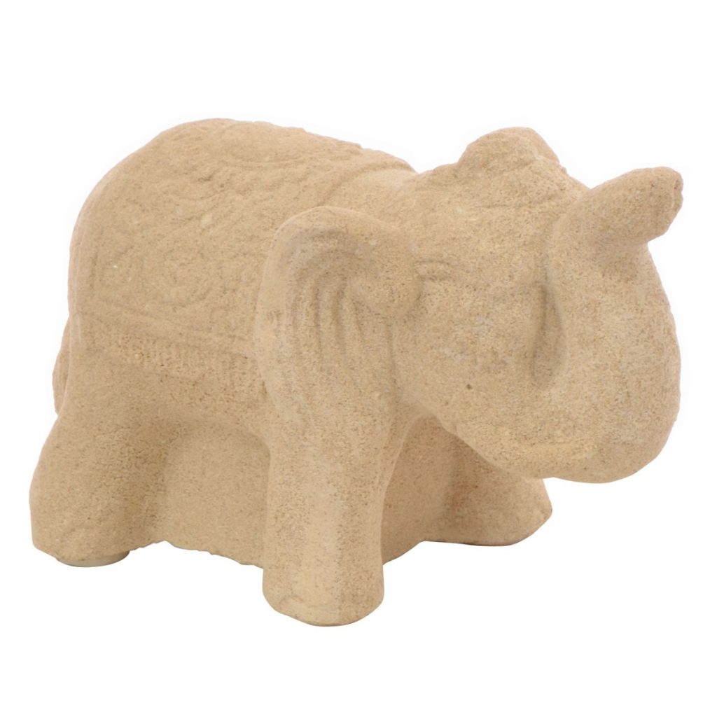 Small White Stone Standing Elephant - dawmousefurnitureltd.co.uk