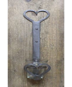 TBD CANDLE HOLDER GLASS WALL MNT HEART HF ANT IRON 15/380MM
