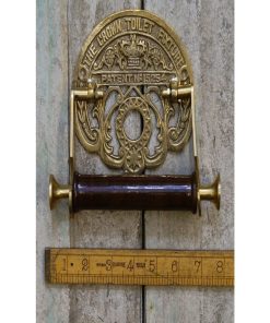 TOILET ROLL HOLDER CROWN FIXTURE SOLID BRASS & WOOD