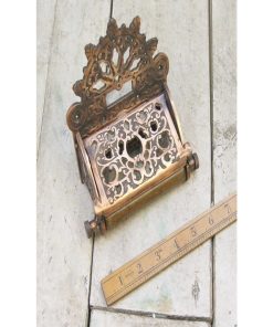 TOILET ROLL HOLDER VICTORIAN WITH LID ANTIQUE COPPER