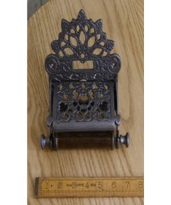 TOILET ROLL HOLDER VICTORIAN WITH LID ANTIQUE IRON