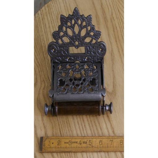 TOILET ROLL HOLDER VICTORIAN WITH LID ANTIQUE IRON