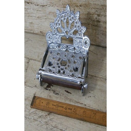 TOILET ROLL HOLDER VICTORIAN WITH LID CHROME ON IRON