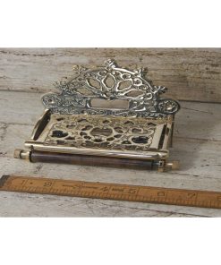 TOILET ROLL HOLDER VICTORIAN WITH LID SOLID BRASS