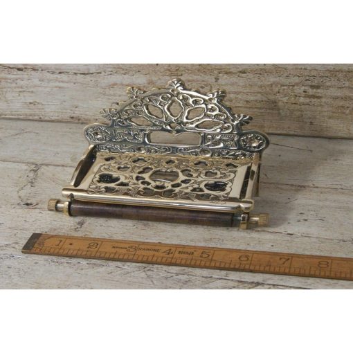 TOILET ROLL HOLDER VICTORIAN WITH LID SOLID BRASS