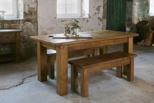 Rustic Table with two benches.