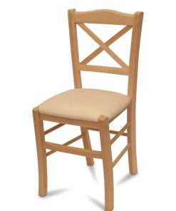 Cross Back Raw Upholstered Seat dining chair