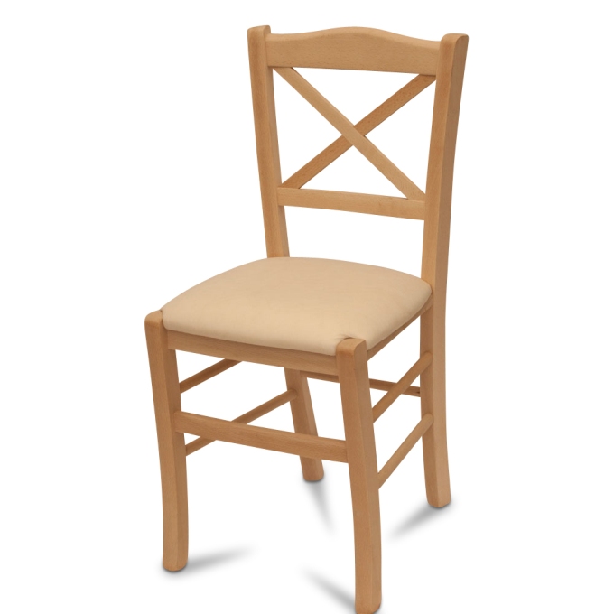 Cross Back Raw Upholstered Seat dining chair