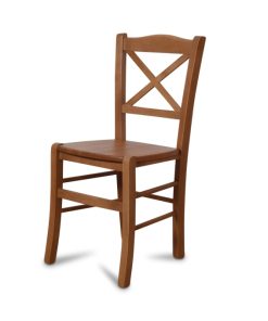 Cross Back Solid Seat Geo Stain dining chair