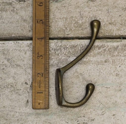 Hat & Coat Hook Victorian 2 Hole Round Stem Ant Brass 110mm
