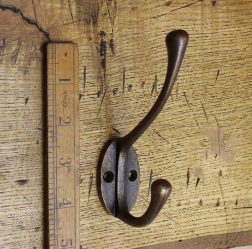 Hat & Coat Hook Victorian 2 Hole Round Stem Ant Copper110