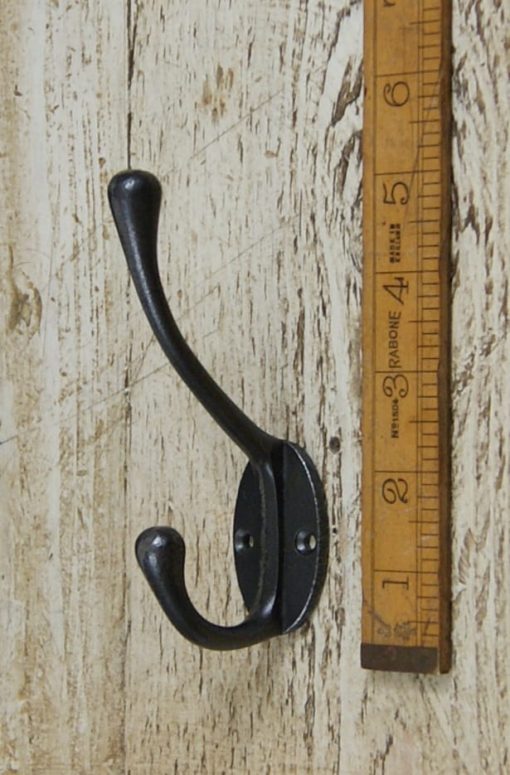 Hat & Coat Hook VICTORIAN 2 Hole Round Stem Ant Iron 110mm