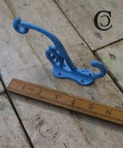 Hat & Coat Hook Swan Neck P Ant Dk/Blue Patina 4 Hole130mm