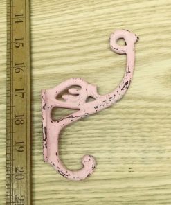 Hat & Coat Hook Swan Neck P Ant Pink Patina 4 Hole 130mm