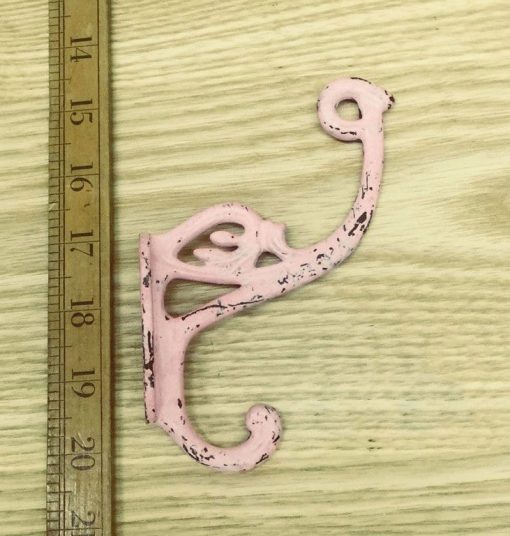 Hat & Coat Hook Swan Neck P Ant Pink Patina 4 Hole 130mm