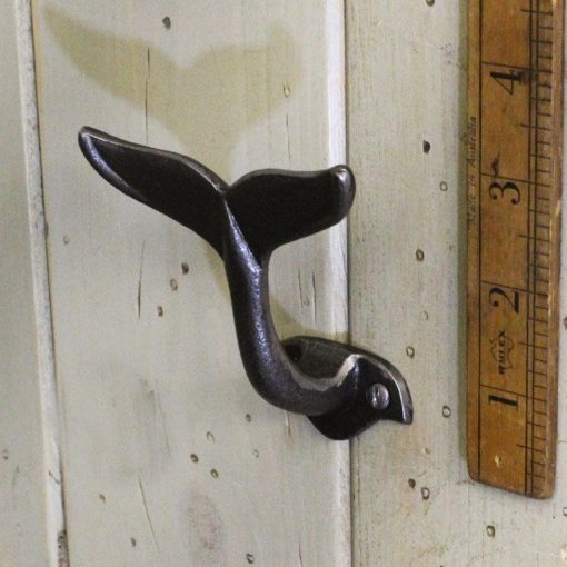 Hat & Coat Hook WHALE FIN Cast Antique Iron 3.5 / 90mm