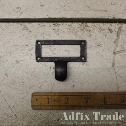 Library Label Frame Pull Square Cast Iron B/Wax 70 x 30mm