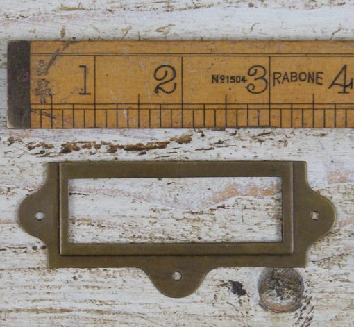 Library Label Card Frame Medium Lugs Antique Brass 90mm