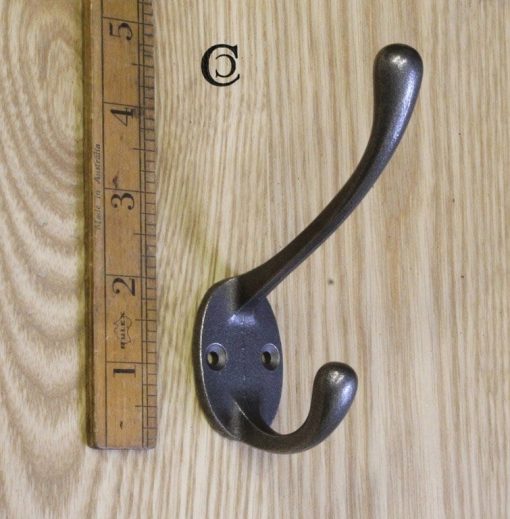 Hat & Coat Hook VICTORIAN Square No Spine 2 hole Iron 110mm