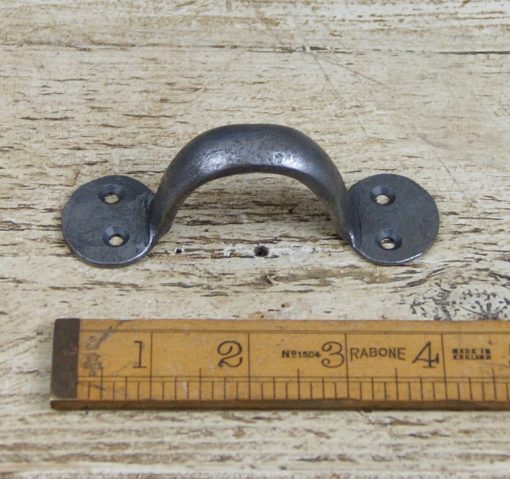 Pull Handle Round End Hand Forged 2 Hole Ant Iron 4 / 100mm