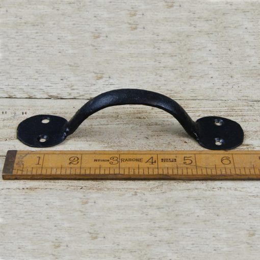 Pull Handle Round End Hand Forged 2 Hole Black Wax 6 /150mm