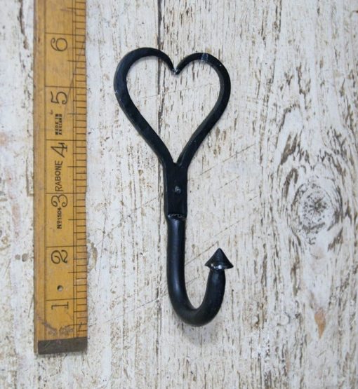 Love Heart Hook Hand Forged Black Wax 5 / 125mm