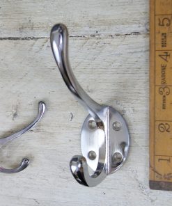 Hat & Coat Hook Straight Sides 4 Hole Chrome on Cast Iron