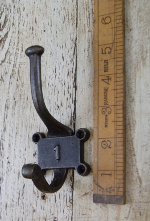 Coat Hook Double 2 Part Retro Ant Iron 125mm Number 1