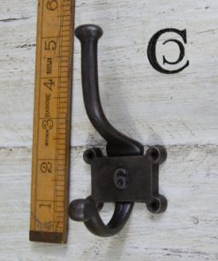 Coat Hook Double 2 Part Retro Ant Iron 125mm Number 6