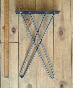 Bench End Frame Hairpin Leg CROSS STYLE Ant Iron 400 x 275mm