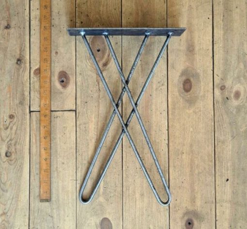 Bench End Frame Hairpin Leg CROSS STYLE Ant Iron 400 x 275mm