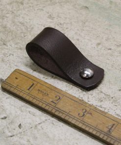 Pull Drop Handle Brown Leather with Dome Cap Screw 70mm
