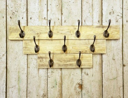 Hat & Coat Hook Board PLAIN SIMPLE 4 hooks 650mm Sawn Pine