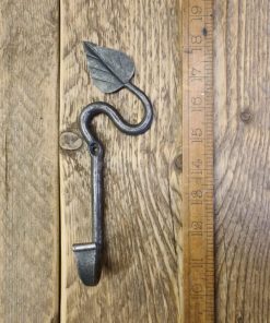 Right Hand Gothic Leaf Hook Handforged Antique Iron 7.5
