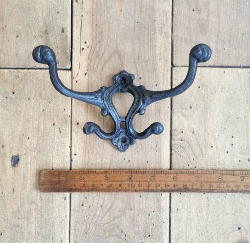 Hat and Coat Hook ADRIENNE Cast Antique Iron 150 x 200mm