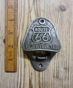 Bottle Opener Wall Mounted ROUTE 66 ENJOY TRIP Cast Ant Iron