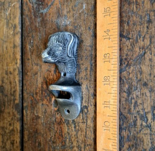 Bottle Opener Wall Mounted DOG FACE Cast Ant Iron
