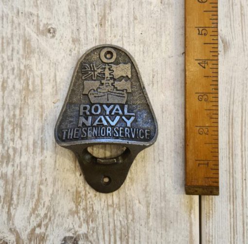 Bottle Opener Wall Mounted THE ROYAL NAVY Cast Antique Iron