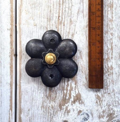 Door Bell Push FLOWER Cast Antique Iron 90mm