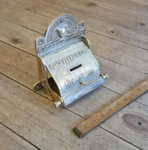Toilet Roll Holder Lid LONDON TOWN Penny Slot Solid Brass 6