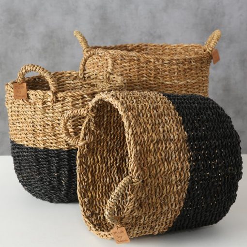 Seagrass baskets black base