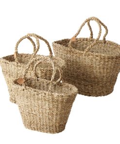 Set of three seagrass baskets