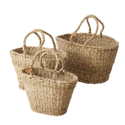 Set of three seagrass baskets